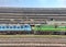 Indian south eastern railway& x27;s random train engines display on a railway car shade at Tatanagar Junction, Jharkhand