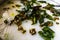 Indian special food water rice close view garnishes with peppermint leafs &  ginger & oil fried by curry leafs, red chills, cumin,