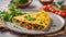 Indian Spiced Masala Omelet filled with fresh vegetable, healthy meal