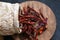 Indian Spices, heap of dried Kashmiri chilli or red chilly pepper