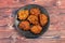 Indian spicy vegetable pakora or pakoda served in dish isolated on table top view