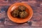 Indian spicy vegetable pakora or pakoda served in dish isolated on table top view