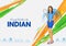 Indian sportsperson Badminton player in women category victory in championship on tricolor India background