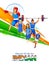 Indian sportsperson from different field victory in championship on tricolor India background