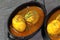 An Indian spread of spicy Egg curry or Egg Masala in a bowl