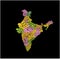 Indian states name written in Twelve Indian Scripts languages in state`s map shape. Concept is showing variation of Indian
