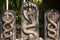 Indian statues on the background of the lake in Mauritius. Grand Bassin.