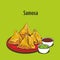 Indian street food samosa vector illustration