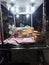 Indian street stall of puffed rice at night