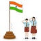 Indian student saluting flag of India