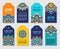 Indian style badge set with bright colorful mandala. Ethnic ornamental label. Oriental tag design concept. Eastern collection. EPS