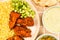 Indian Style Chicken Pakoras And Pilau Rice