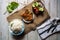 Indian style rice and fried fish with condiments