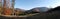 Indian summer in the woods with panorama view of summit of Muronka in Beskydy mountains