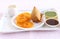 Indian Sweet Food Jalebi and Savory Dish Samosa