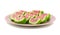 Indian Sweet Food Watermelon shaped Mawa Burfi on white background