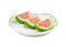 Indian Sweet Food Watermelon shaped Mawa Burfi on white background