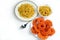 Indian sweet Jalebi or Imarti and Farsan or Chivda