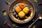 Indian sweets served wooden plate, indian meal looks delicious