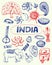 Indian Symbols Pen Drawn Doodles Vector Collection