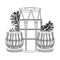 Indian tabla drums with leaves in black and white