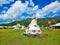 Indian Tent, Teepee Tent Camping on the field over the blue sky