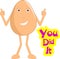 Indian themed egg cartoon - Egg saying you did it. Vector Illustration.