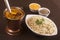 Indian Traditional dal fry and jeera rice also known as dal chawal