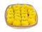 Indian Traditional Yellow Sweet Food Coconut Laddu on White Background