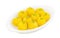 Indian Traditional Yellow Sweet Food Coconut Ladoo on White Background