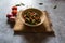 Indian vegetable preparation Okra or fried ladies finger in a bowl.