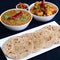 Indian vegetarian curries and flat bread Roti
