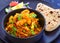 Indian vegetarian meal-Cauliflower Curry with roti