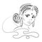 Indian woman. Beautiful attractive Indian woman. Vector drawing. Black and white image.