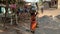 Indian woman carry baskets of water on her head