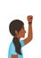 Indian woman cartoon and fist up in side view vector design