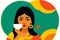 An indian woman drink coffee. Aromatic Bliss. An Indian Womans Coffee Journey. Generative AI