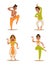 Indian woman man dancing vector isolated dancers silhouette icons people India dance show party movie, cinema cartoon