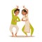 Indian woman man dancing vector isolated dancers silhouette icons people India dance show party movie, cinema cartoon