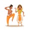 Indian woman man dancing vector isolated dancers silhouette icons people India dance show party movie, cinema cartoon