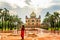 Indian woman overlooking the Tomb of Safdarjung in New Delh