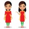 An Indian woman`s transformation from fat to fit - Vector