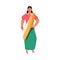 Indian woman in sari dress - cartoon girl in traditional saree costume