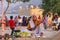 Indian woman selling vegetables at Man Sagar Lake in Jaipur, Ind