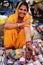 Indian woman showing henna painting, Sadar Market, Jodhpur, India