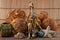 Indian woman statuette on wooden background