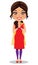 Indian woman wearing a salwar kameez suit in a namaste pose - Vector