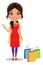 Indian woman wearing a salwar kameez suit with shopping bags - Vector