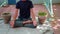 Indian young boy meditating at home. Portrait of Asian cute boy practicing yoga on home background. Worldwide yoga day concept