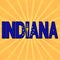 Indiana flag text with sunburst illustration